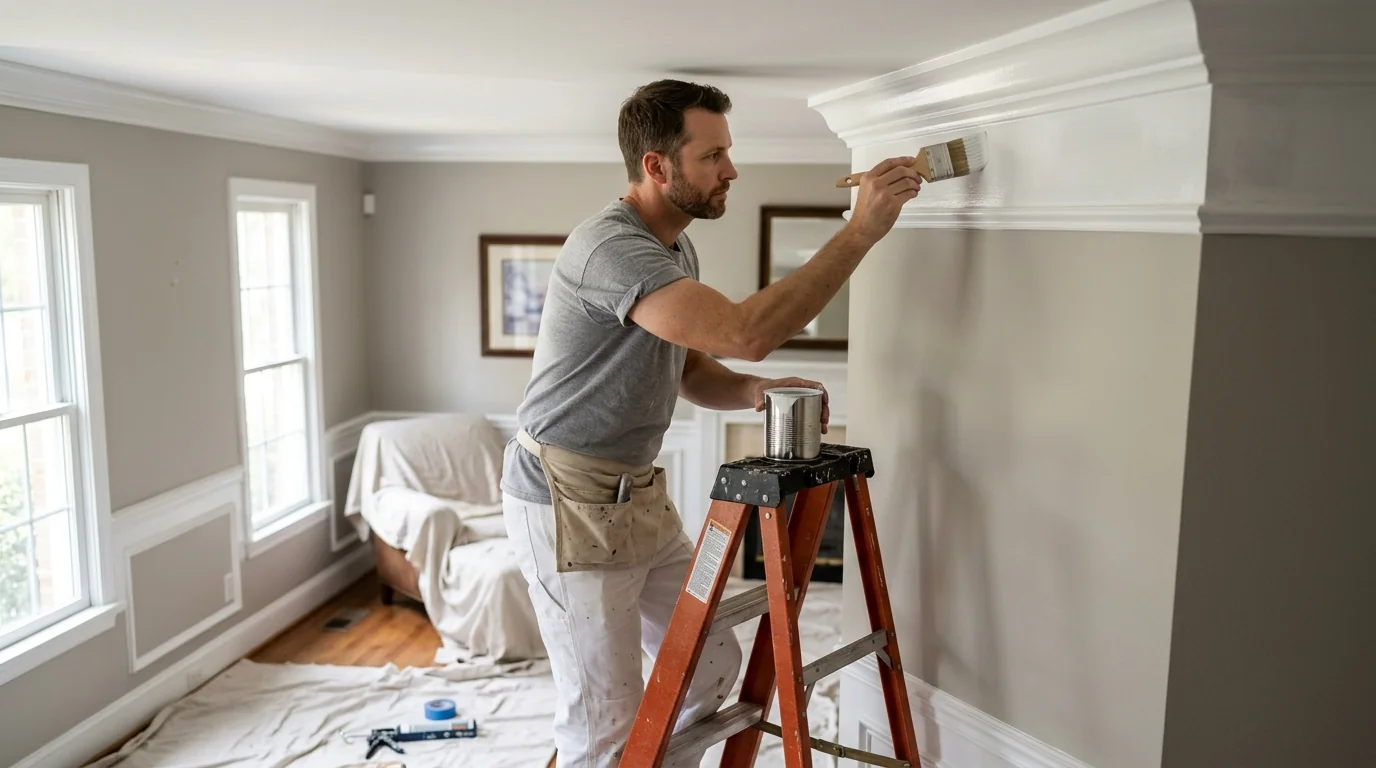 Brushing enamel on crown molding