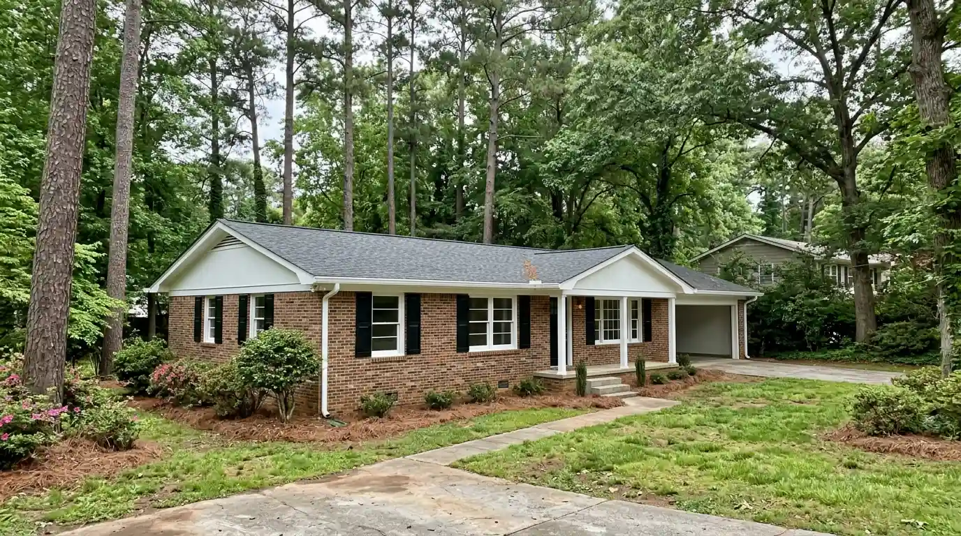 Brick ranch with fresh trim in Sandy Springs