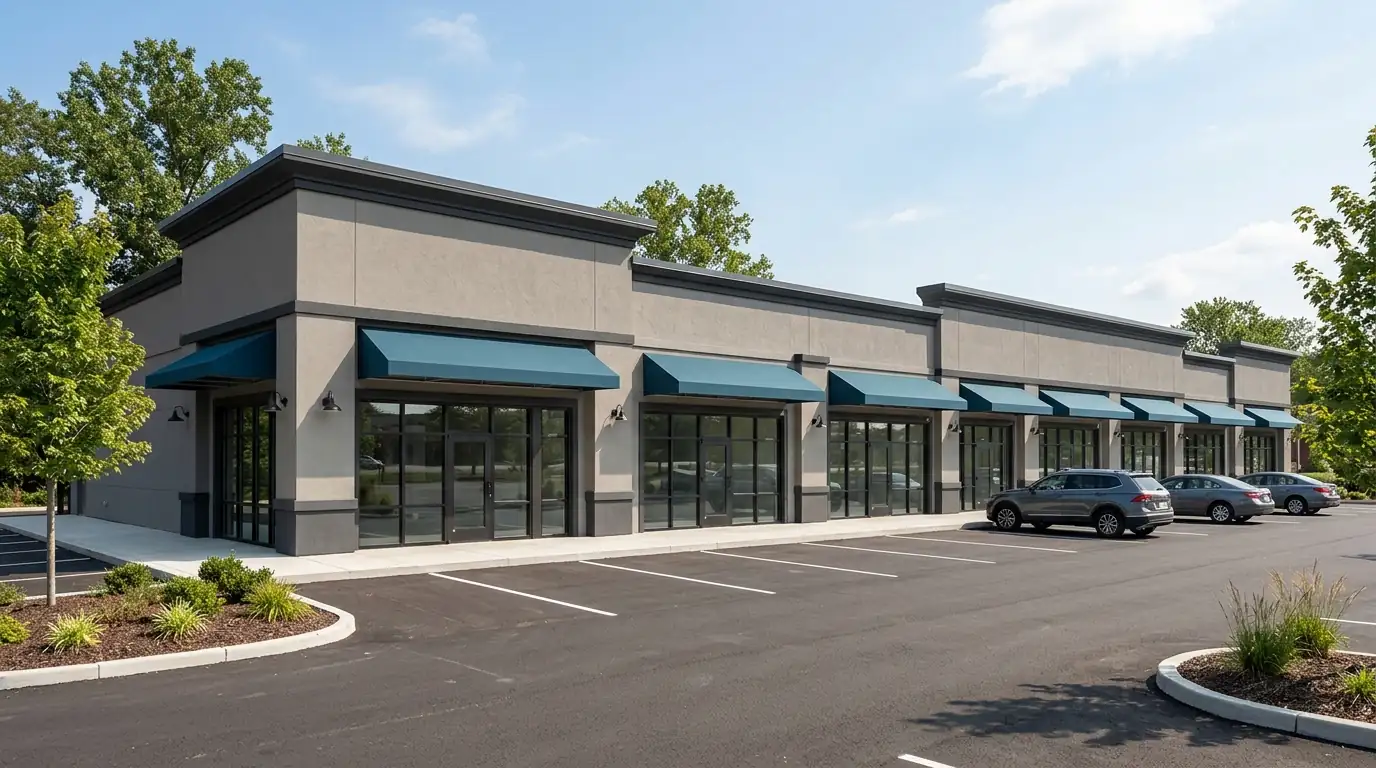 Strip center facade repainted in Atlanta