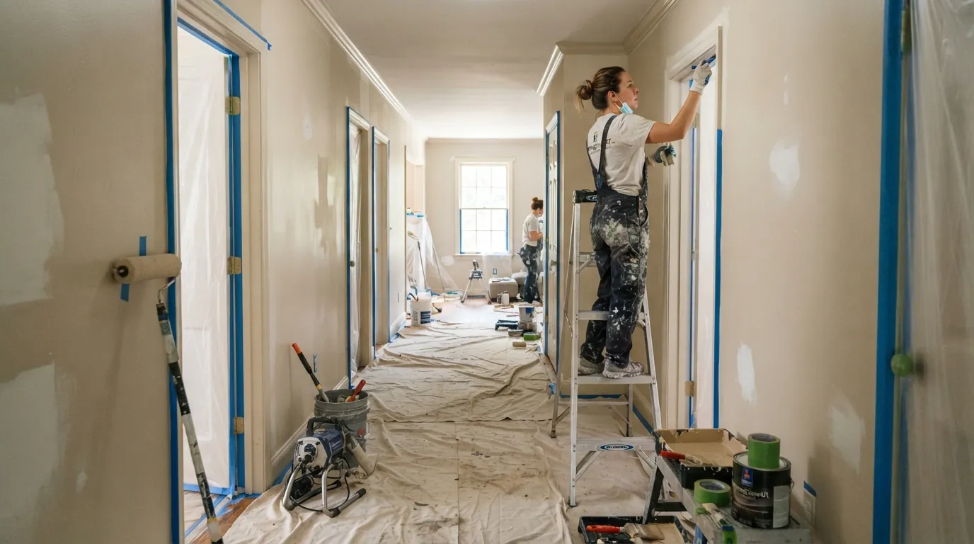Painting crew at work on an Atlanta home