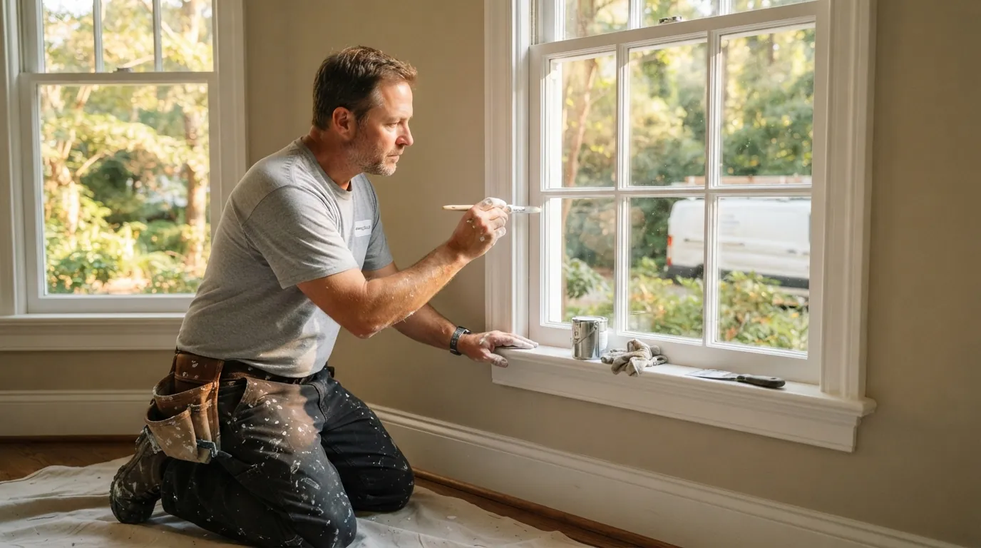 Final touch-ups on window trim