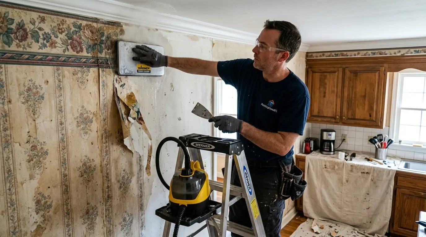 Steaming a wallpaper border off a kitchen wall