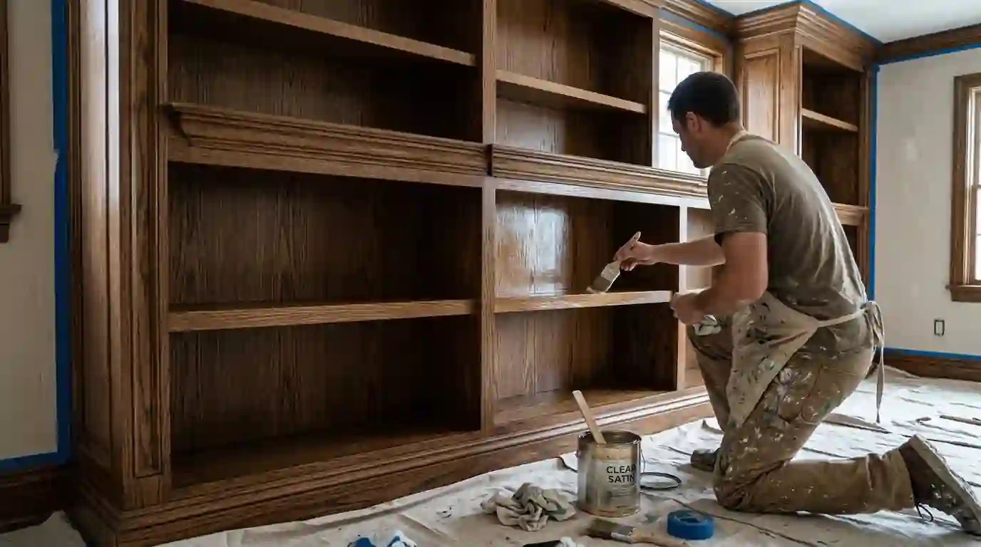Clear coat on a stained wood built-in