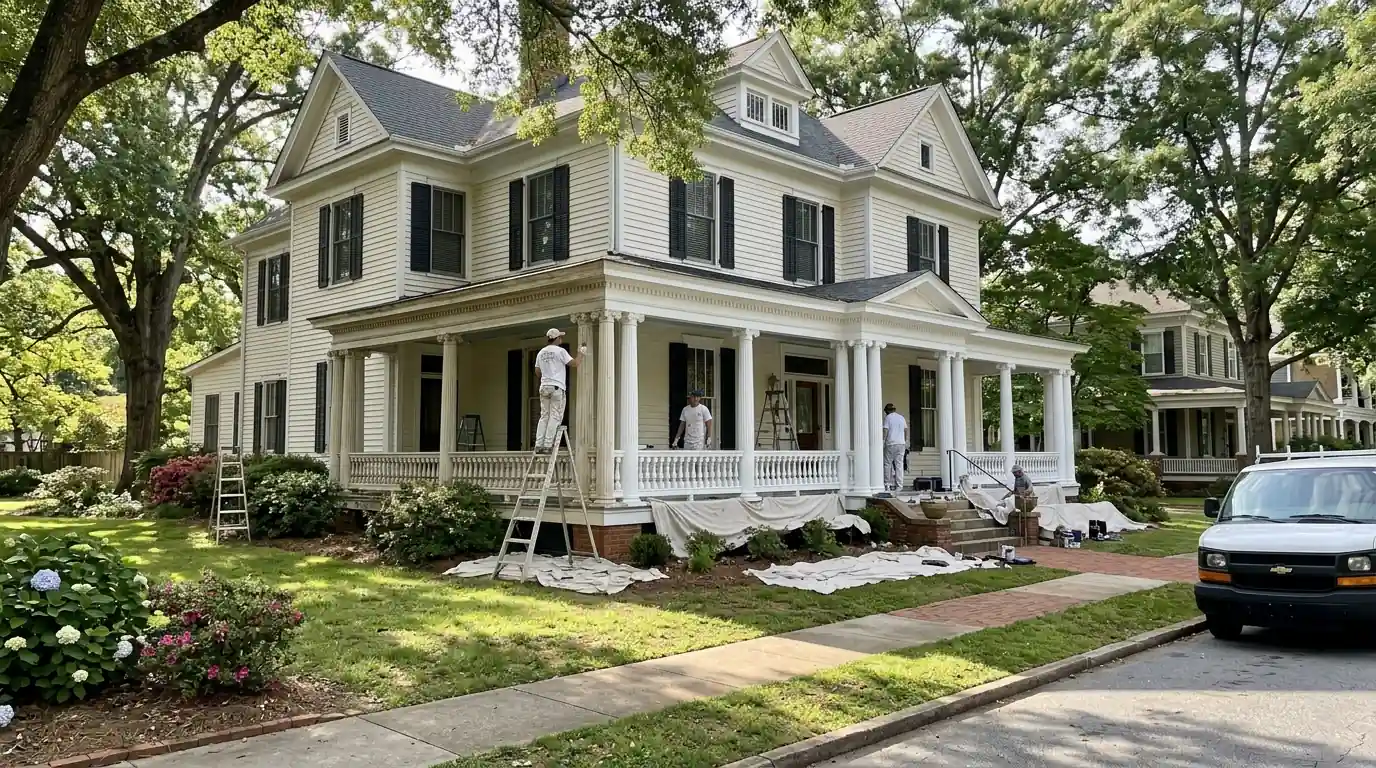 Historic Monroe home with a freshly painted porch