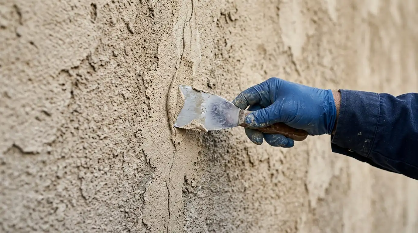 Filling a hairline stucco crack before paint