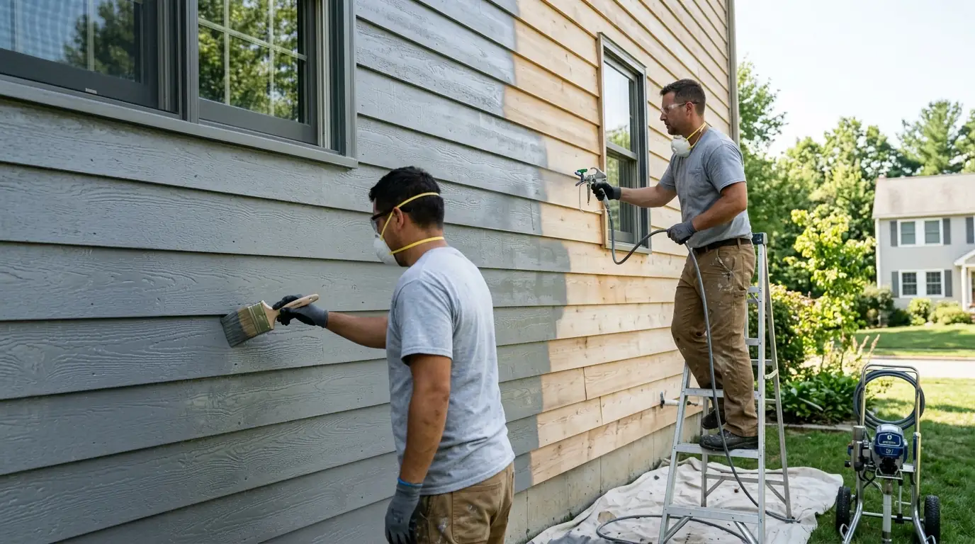 Spraying and back-brushing wood lap siding