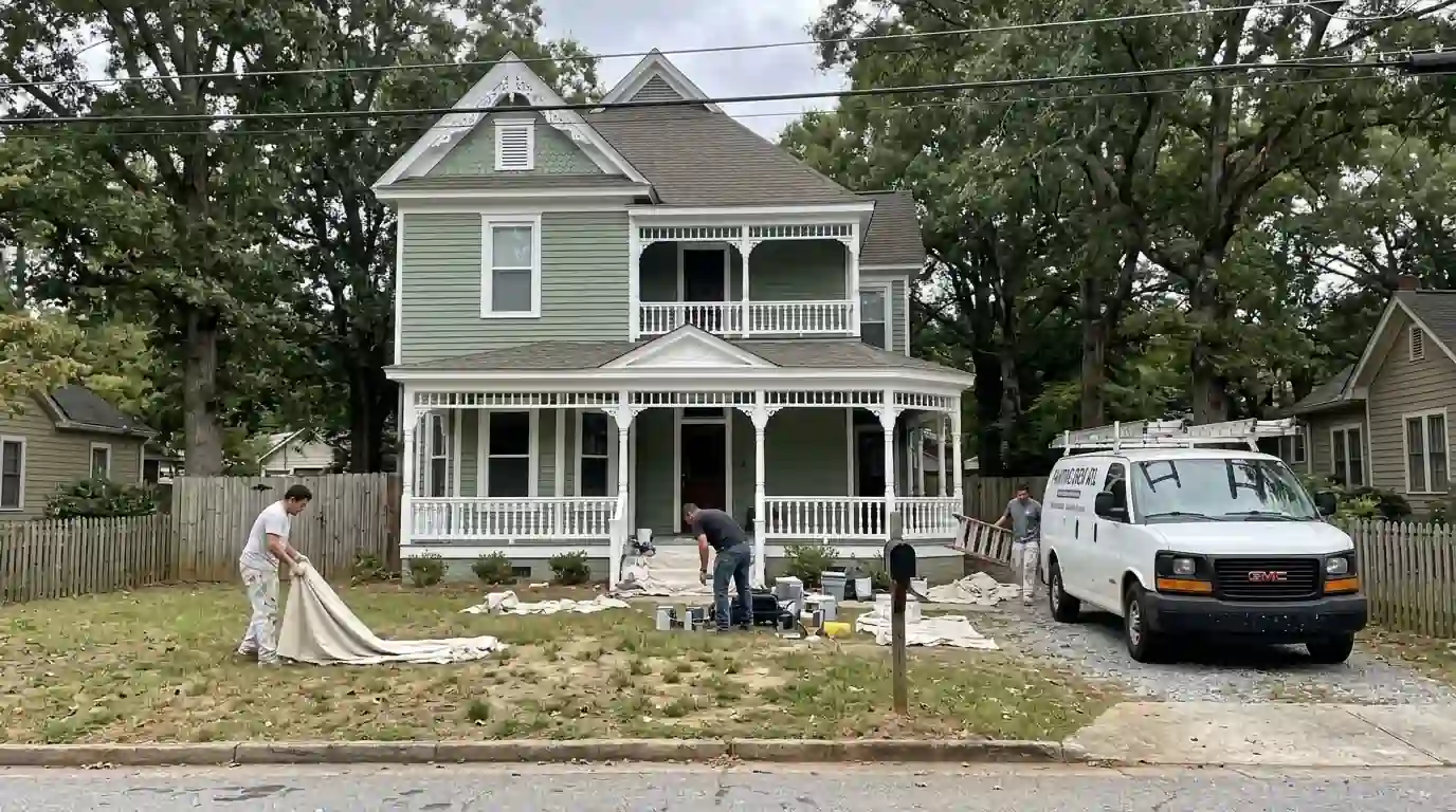 Folk Victorian home freshly painted in Stone Mountain