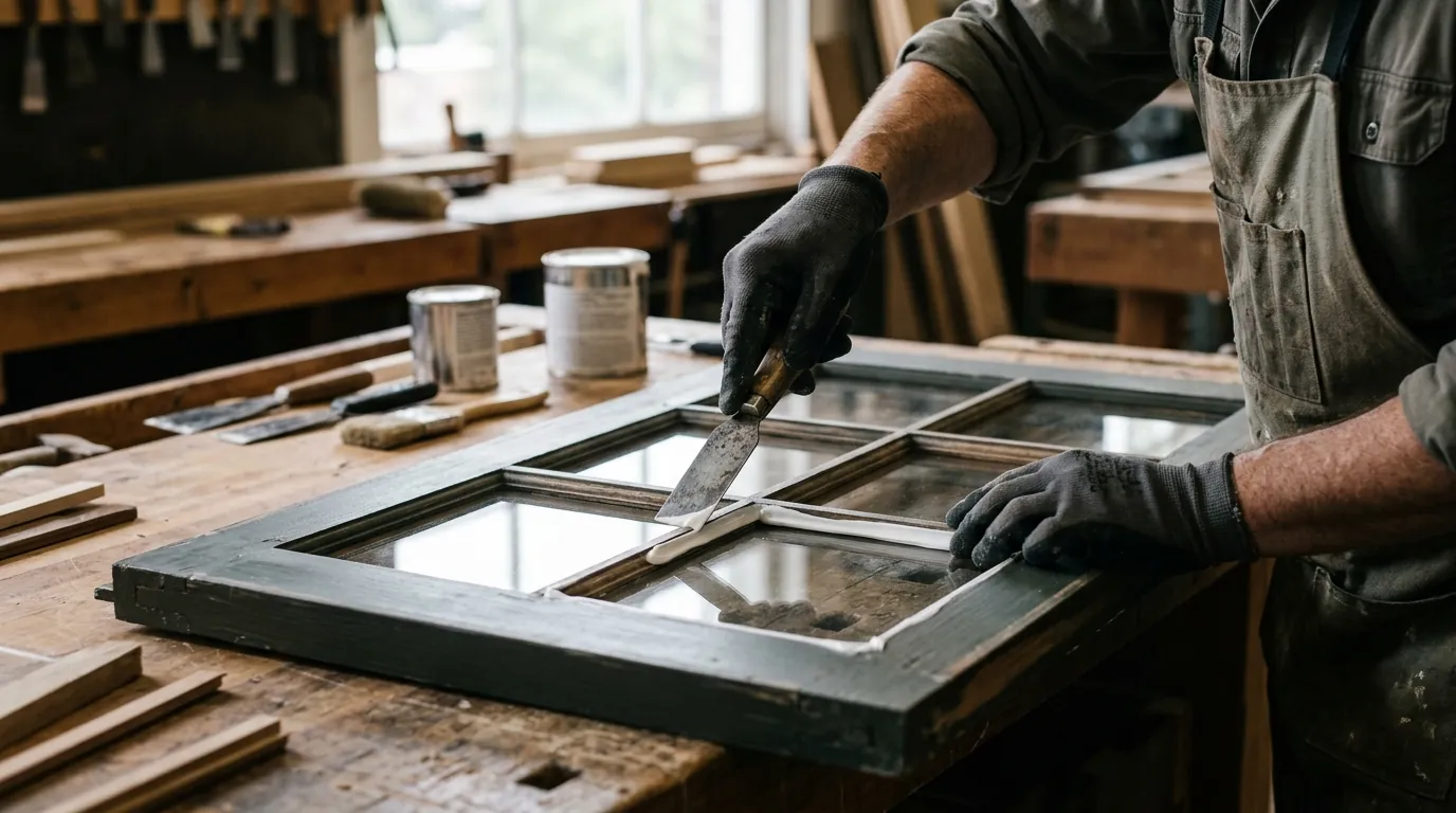 Tooling new glazing compound around a pane
