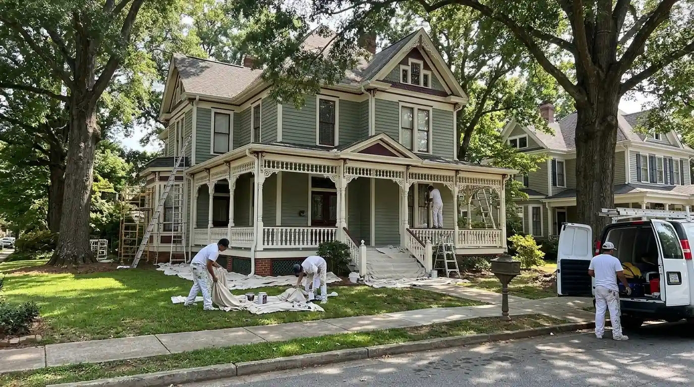 Victorian porch trim freshly painted in Marietta