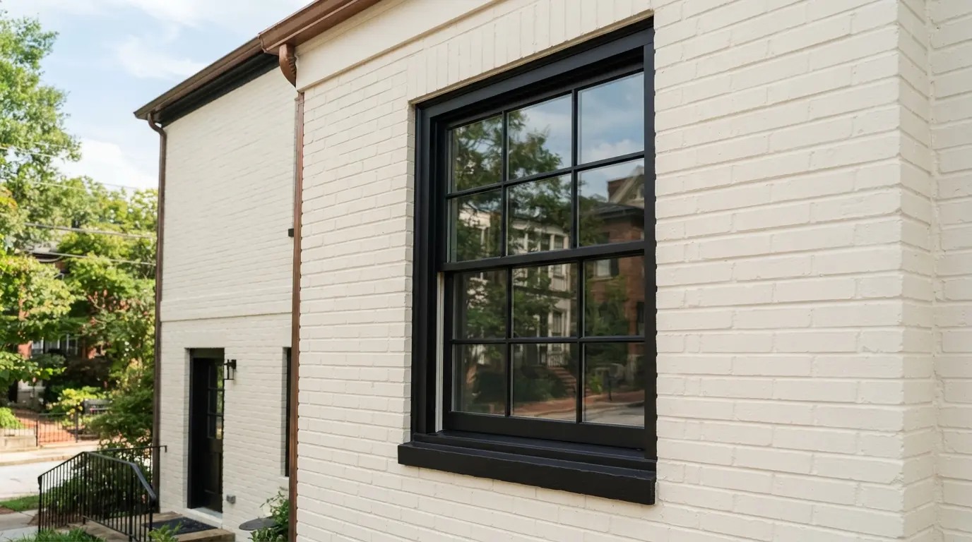 Brick wall painted warm white